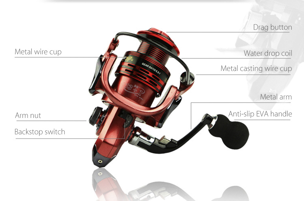 YUMOSHI 13 + 1BB Full Metal Fishing Spinning Reel with Exchangeable Handle YUMOSHI 13 + 1BB Full Metal Fishing Spinning Reel with Exchangeable Handle