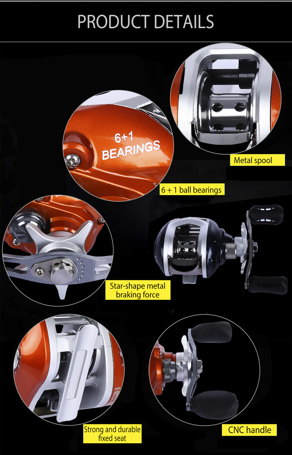 DIAO DE LAI 6.3:1 6 + 1 Ball Bearings High Speed Bait Casting Left Right Hand Fishing Reel DIAO DE LAI 6.3:1 6 + 1 Ball Bearings High Speed Bait Casting Left Right Hand Fishing Reel