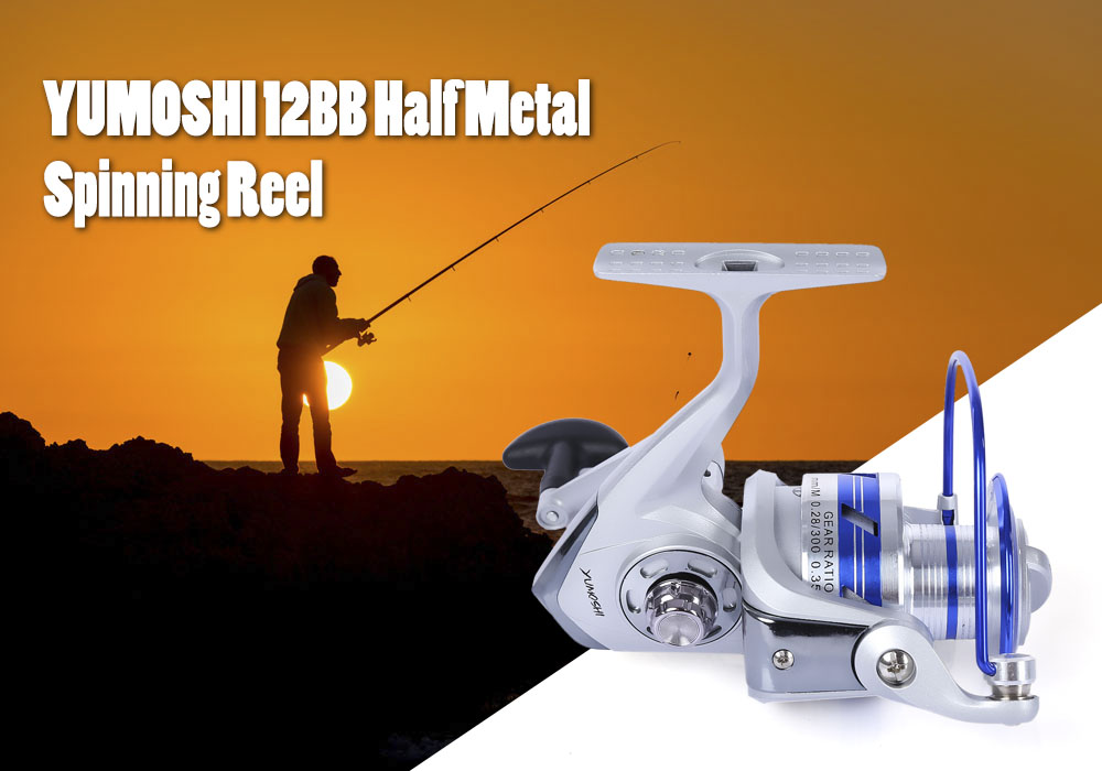 YUMOSHI 12BB Half Metal Fishing Spinning Reel with Exchangeable Handle YUMOSHI 12BB Half Metal Fishing Spinning Reel with Exchangeable Handle