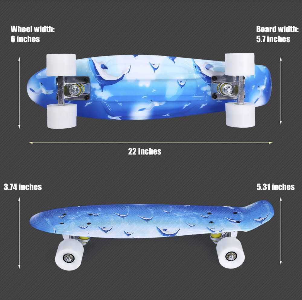22 inch Dolphin Pattern Four-wheel Long Skateboard PP Plastic Board Deck 22 inch Dolphin Pattern Four-wheel Long Skateboard PP Plastic Board Deck