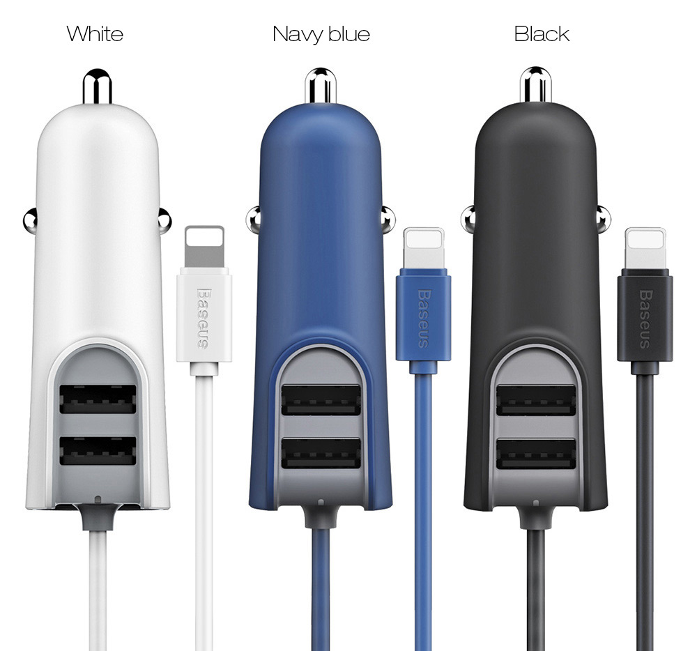 Baseus 2.1A Dual USB 5V 5.5A Quick Charging Car Charger with Cable 1M Baseus 2.1A Dual USB 5V 5.5A Quick Charging Car Charger with Cable 1M