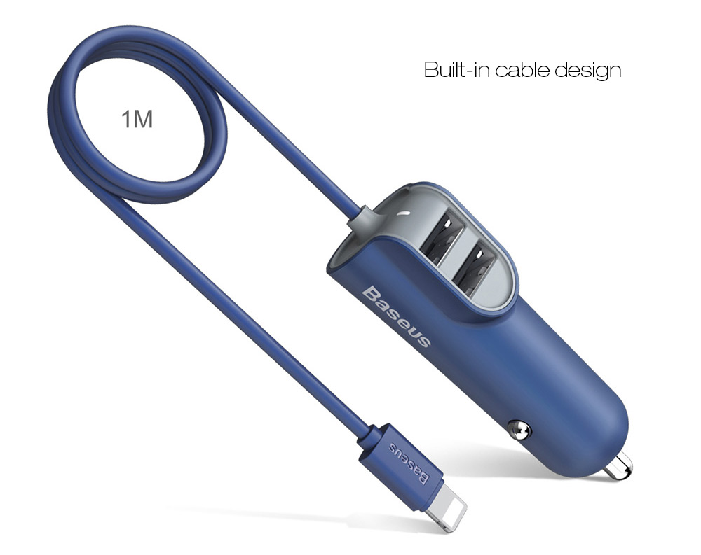 Baseus 2.1A Dual USB 5V 5.5A Quick Charging Car Charger with Cable 1M Baseus 2.1A Dual USB 5V 5.5A Quick Charging Car Charger with Cable 1M