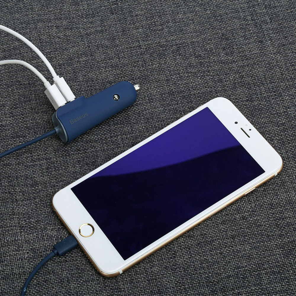 Baseus 2.1A Dual USB 5V 5.5A Quick Charging Car Charger with Cable 1M Baseus 2.1A Dual USB 5V 5.5A Quick Charging Car Charger with Cable 1M
