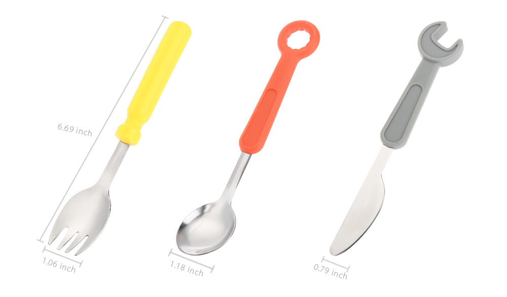 3pcs Tool Shaped Stainless Steel Spoon Fork Knife Cutlery 3pcs Tool Shaped Stainless Steel Spoon Fork Knife Cutlery
