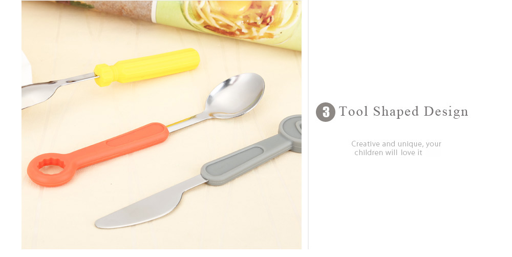 3pcs Tool Shaped Stainless Steel Spoon Fork Knife Cutlery 3pcs Tool Shaped Stainless Steel Spoon Fork Knife Cutlery