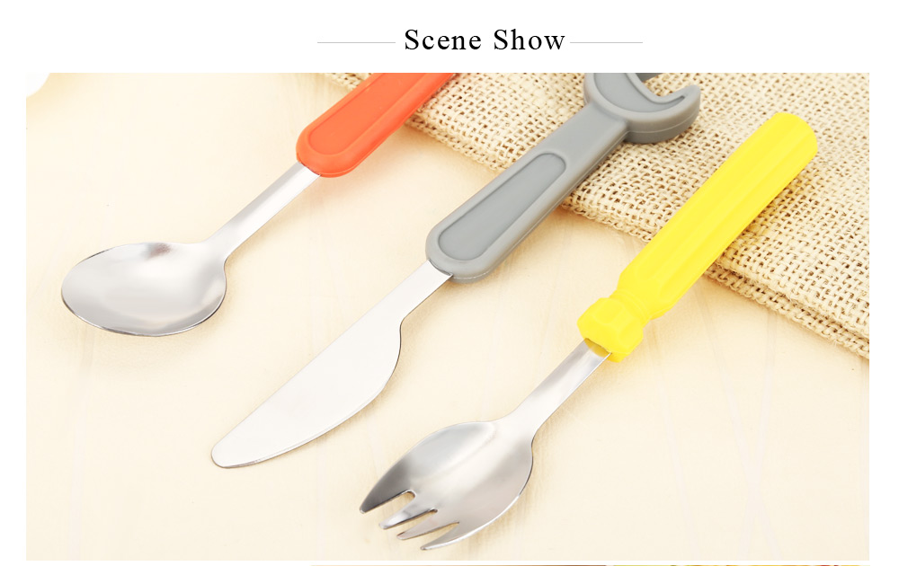 3pcs Tool Shaped Stainless Steel Spoon Fork Knife Cutlery 3pcs Tool Shaped Stainless Steel Spoon Fork Knife Cutlery