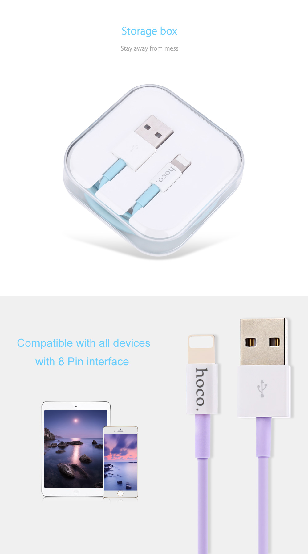 HOCO X8 Original Series PET 5V 2.4A 8 Pin Skid-proof Anti-twist Transfer Data Synchronization Charging Cord 1M HOCO X8 Original Series PET 5V 2.4A 8 Pin Skid-proof Anti-twist Transfer Data Synchronization Charging Cord 1M