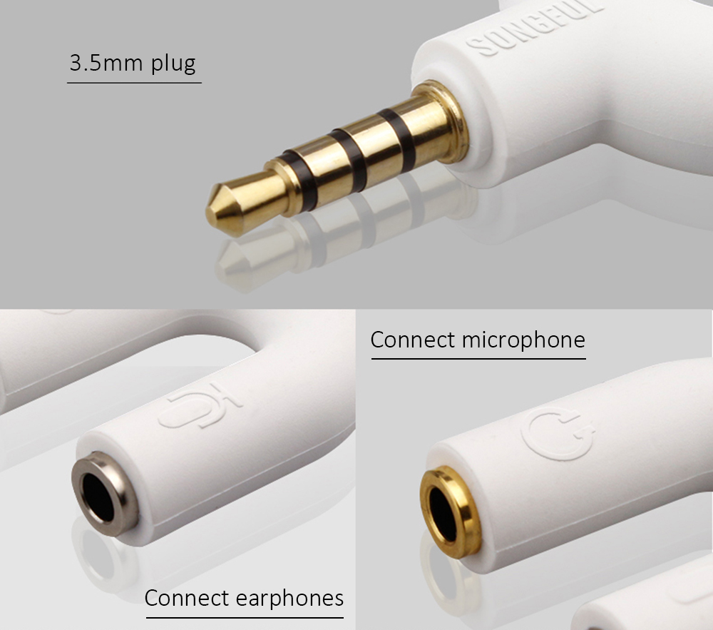 SONGFUL U1 3.5MM Stereo Audio Connector Earphones Microphone Splitter Adapter SONGFUL U1 3.5MM Stereo Audio Connector Earphones Microphone Splitter Adapter