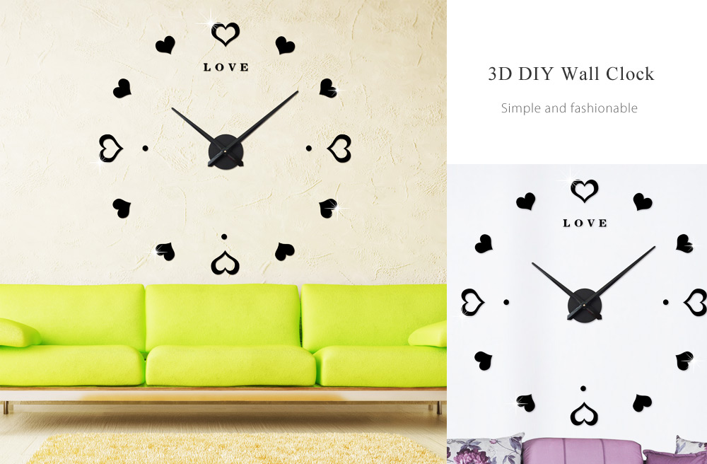 M.Sparkling Heart Shape Sticker DIY Digital Wall Clock M.Sparkling Heart Shape Sticker DIY Digital Wall Clock