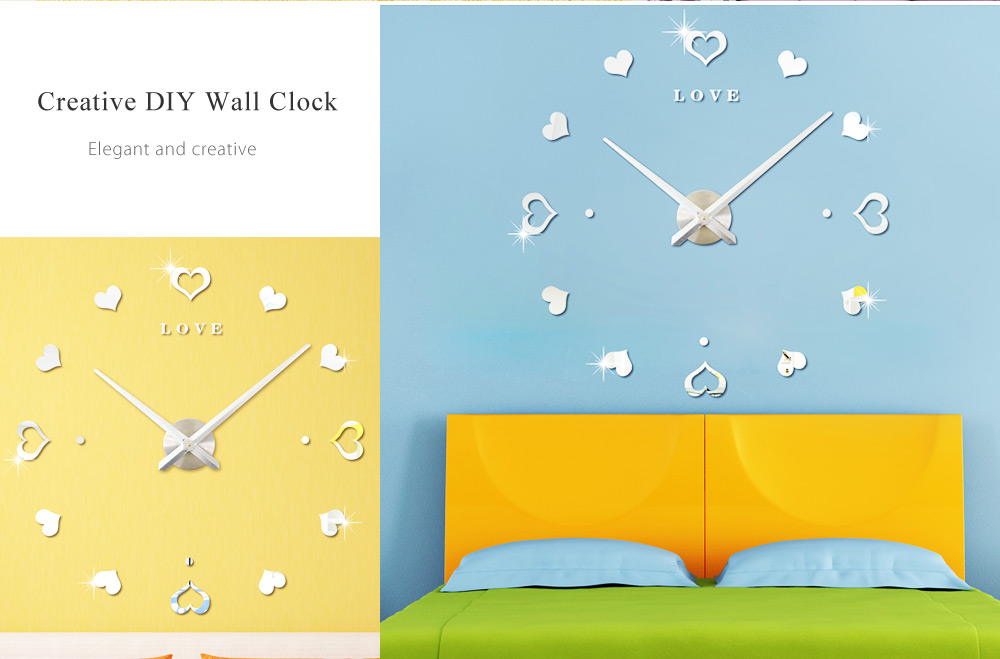 M.Sparkling Heart Shape Sticker DIY Digital Wall Clock M.Sparkling Heart Shape Sticker DIY Digital Wall Clock