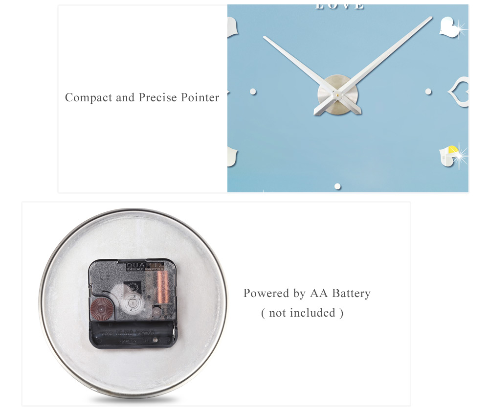 M.Sparkling Heart Shape Sticker DIY Digital Wall Clock M.Sparkling Heart Shape Sticker DIY Digital Wall Clock