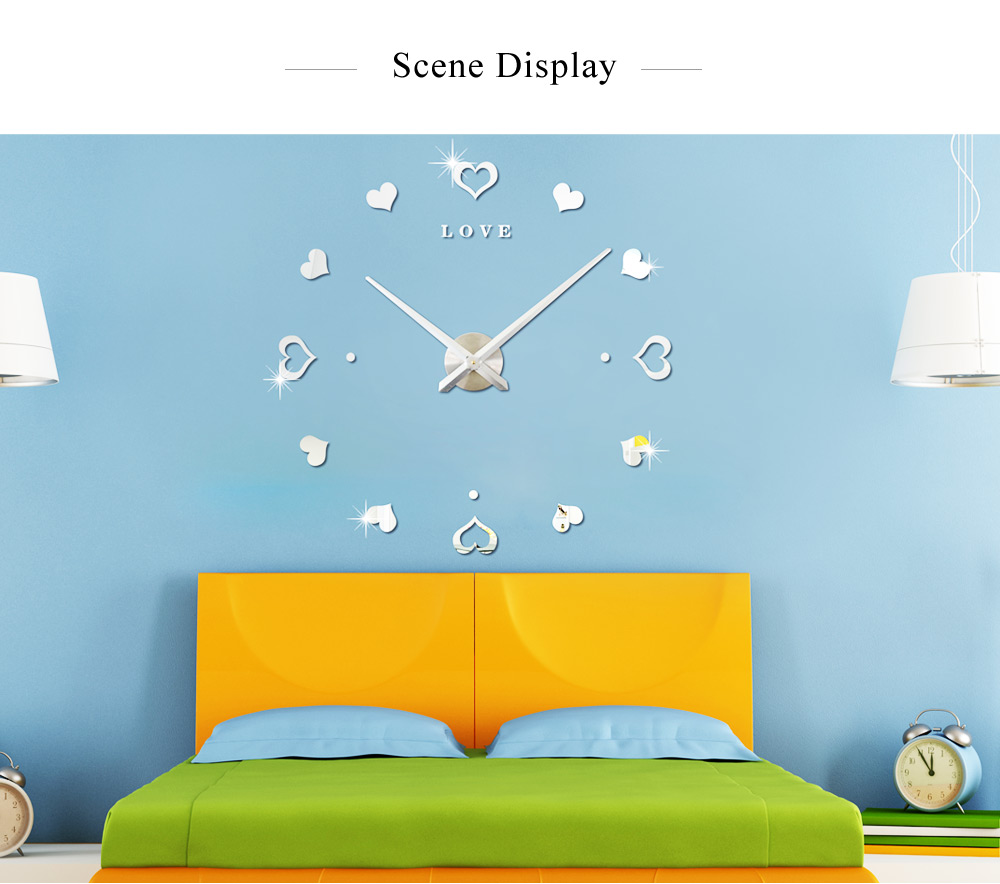 M.Sparkling Heart Shape Sticker DIY Digital Wall Clock M.Sparkling Heart Shape Sticker DIY Digital Wall Clock