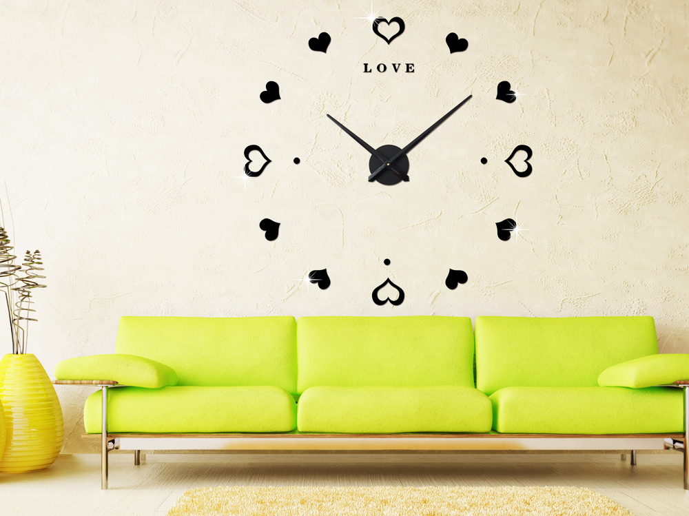 M.Sparkling Heart Shape Sticker DIY Digital Wall Clock M.Sparkling Heart Shape Sticker DIY Digital Wall Clock