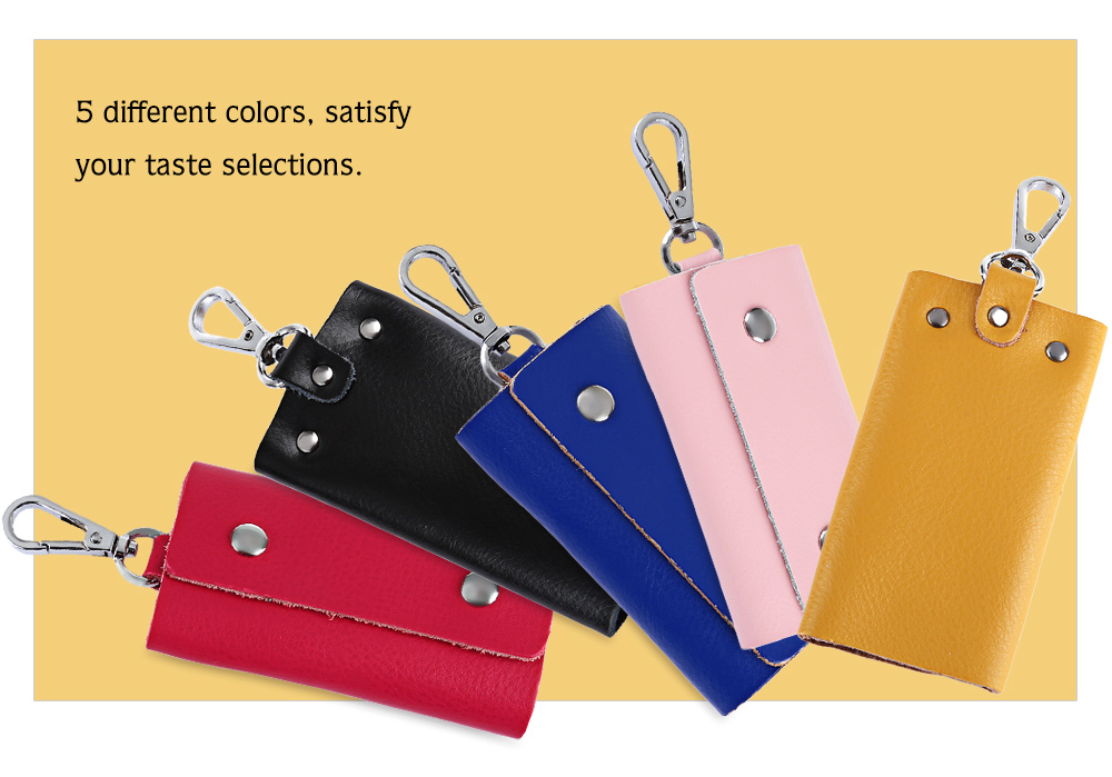 Unisex Candy Colors Soft Leather Key Wallet with Snap Hook Unisex Candy Colors Soft Leather Key Wallet with Snap Hook