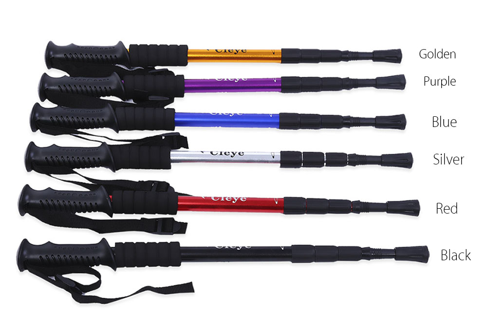 CLEYE 4 Joint Anti-shock Trekking Straight Shank Alpenstock Walking Stick with Mud Tray CLEYE 4 Joint Anti-shock Trekking Straight Shank Alpenstock Walking Stick with Mud Tray