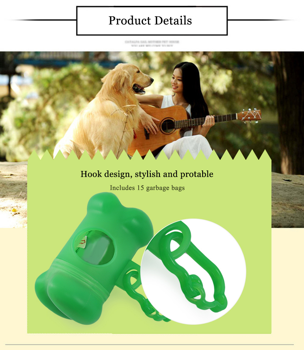 Bone Shape Dog Poop Bag Dispenser with Carabiner Clip Bone Shape Dog Poop Bag Dispenser with Carabiner Clip