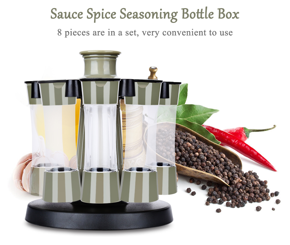 8pcs Plastic Rotary Sauce Spice Seasoning Bottle Kitchen Box 8pcs Plastic Rotary Sauce Spice Seasoning Bottle Kitchen Box