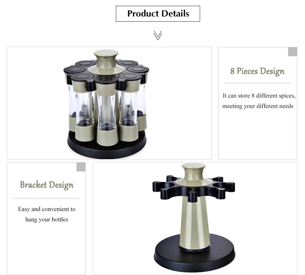 8pcs Plastic Rotary Sauce Spice Seasoning Bottle Kitchen Box 8pcs Plastic Rotary Sauce Spice Seasoning Bottle Kitchen Box