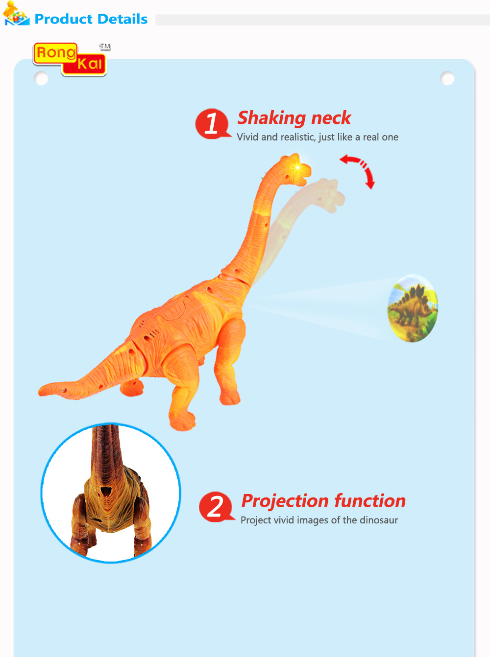 Rongkai واقعی مدل Wyvern کوچک برقی با باتری موسیقی سبک کار می کند Assemble Dinosaur Toy برای کودکان