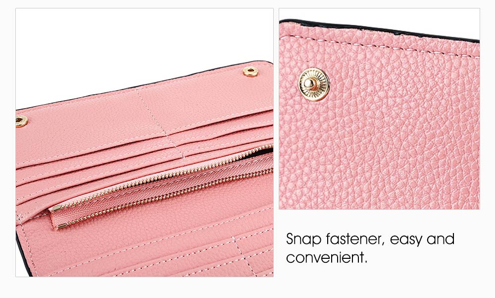 PU Leather Snap Fastener Women Card Holder Clutch Wallet PU Leather Snap Fastener Women Card Holder Clutch Wallet