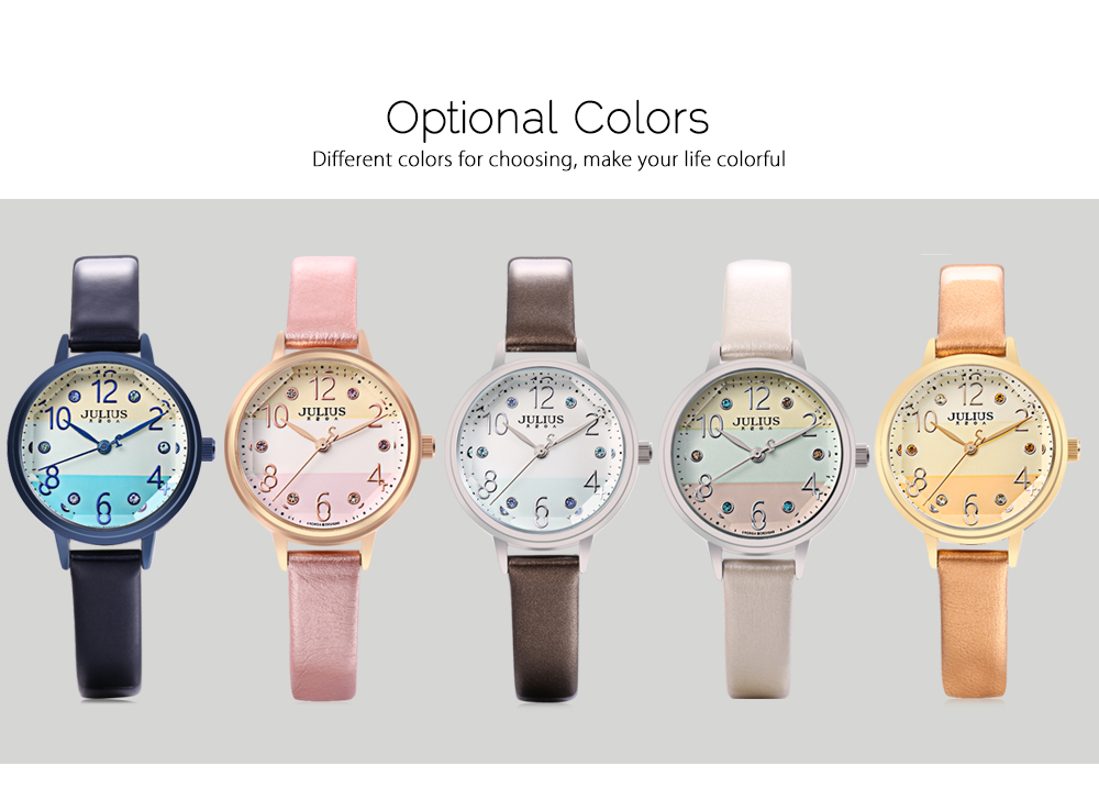 JULIUS JA - 930 Women Quartz Watch Solid Mirror Artificial Gem Genuine Leather Band Wristwatch JULIUS JA - 930 Women Quartz Watch Solid Mirror Artificial Gem Genuine Leather Band Wristwatch