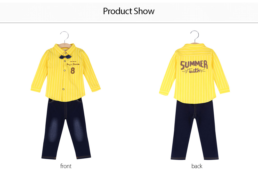 YUEYUEMAO Bowtie Collar Stripe Shirt Elastic Waist Baby Boys Twinset