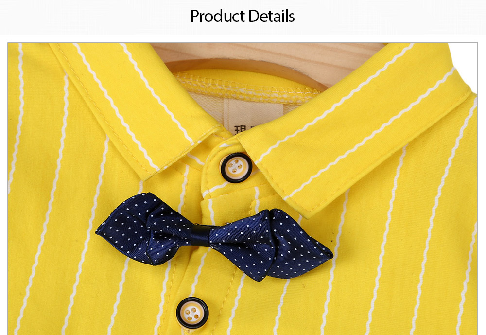YUEYUEMAO Bowtie Collar Stripe Shirt Elastic Waist Baby Boys Twinset