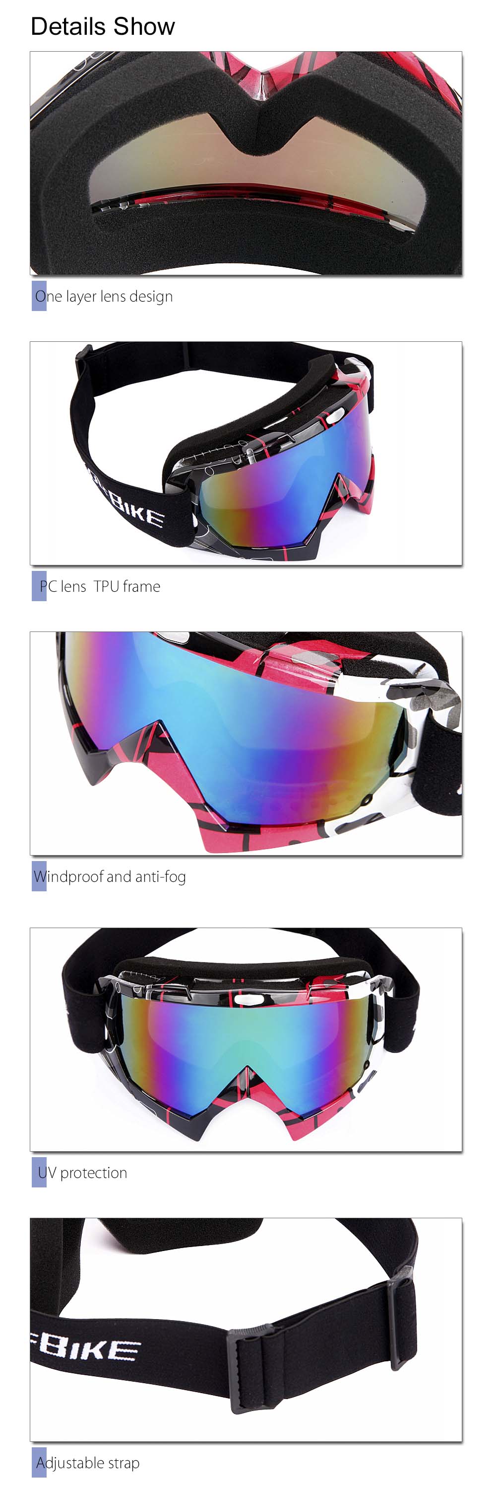 WOLFBIKE Unisex UV Protection Anti-fog Snowboarding Glasses Skiing Goggles Mask Eyewear WOLFBIKE Unisex UV Protection Anti-fog Snowboarding Glasses Skiing Goggles Mask Eyewear