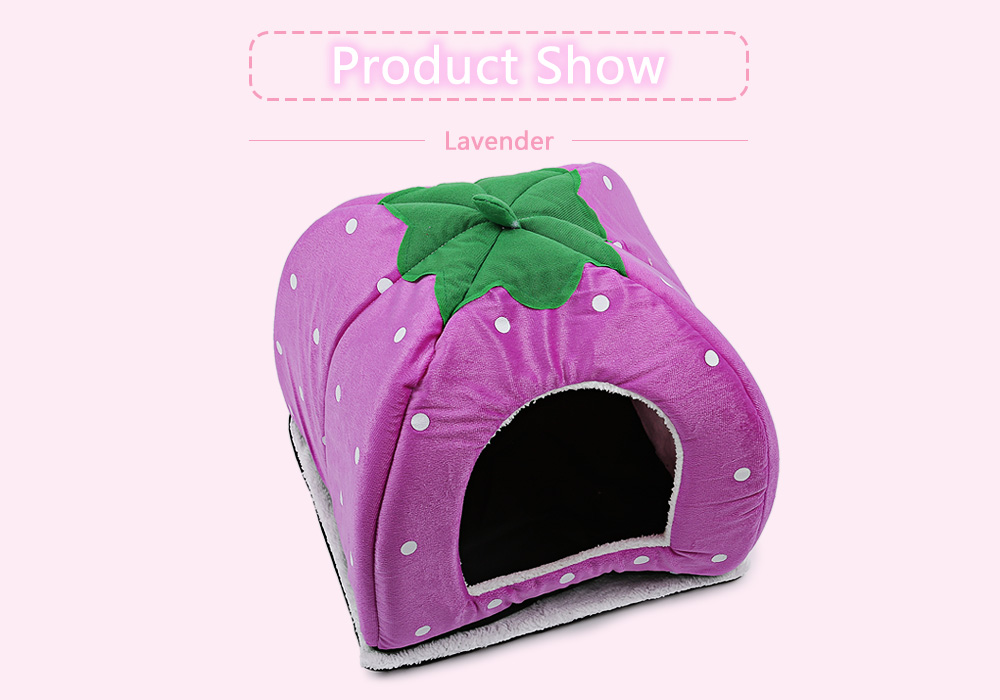 Polka Dot Strawberry Soft Cotton Pet Dog Cat Bed House with Removable Pad