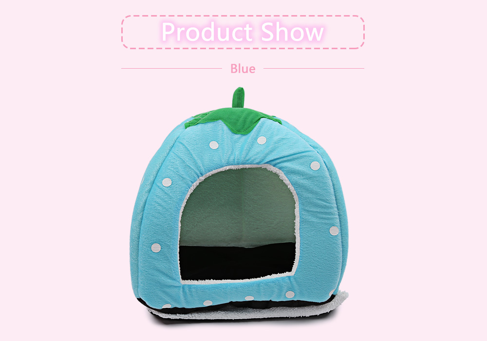Polka Dot Strawberry Soft Cotton Pet Dog Cat Bed House with Removable Pad