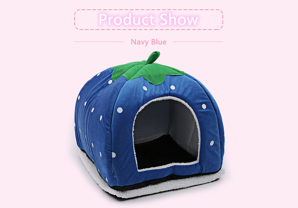 Polka Dot Strawberry Soft Cotton Pet Dog Cat Bed House with Removable Pad