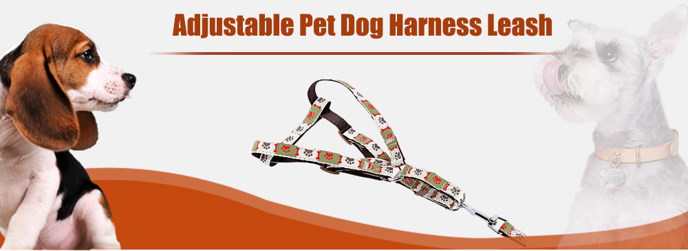 Cute Bone and Paw Print Adjustable Nylon Harness Leash for Pet Dogs and Cats Cute Bone and Paw Print Adjustable Nylon Harness Leash for Pet Dogs and Cats