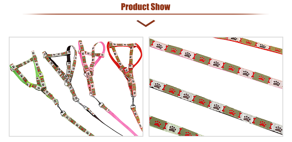 Cute Bone and Paw Print Adjustable Nylon Harness Leash for Pet Dogs and Cats Cute Bone and Paw Print Adjustable Nylon Harness Leash for Pet Dogs and Cats
