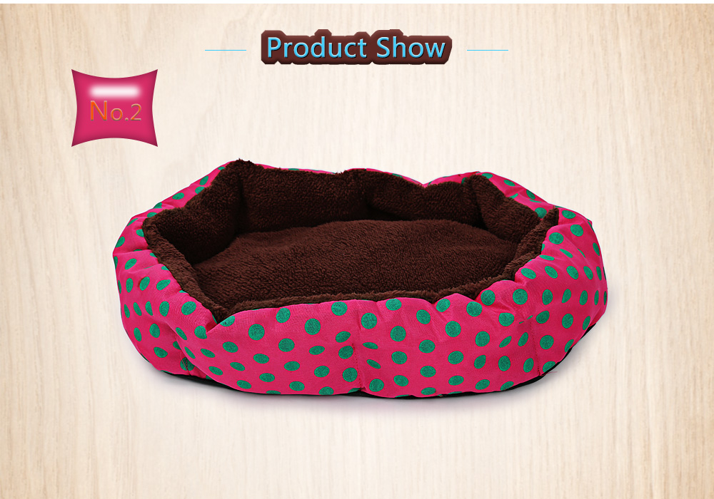 Soft Washable Polka Dot Pet Dog Cat Bed House Nest Pad with Removable Cushion