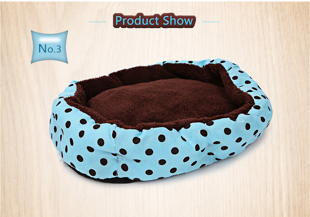 Soft Washable Polka Dot Pet Dog Cat Bed House Nest Pad with Removable Cushion