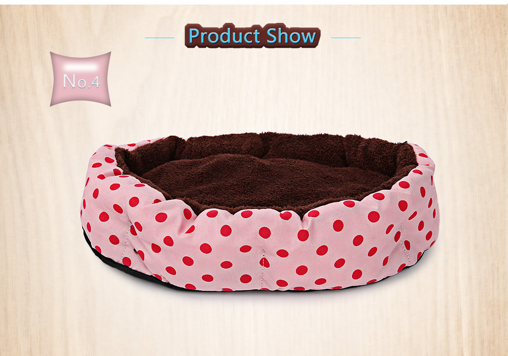 Soft Washable Polka Dot Pet Dog Cat Bed House Nest Pad with Removable Cushion