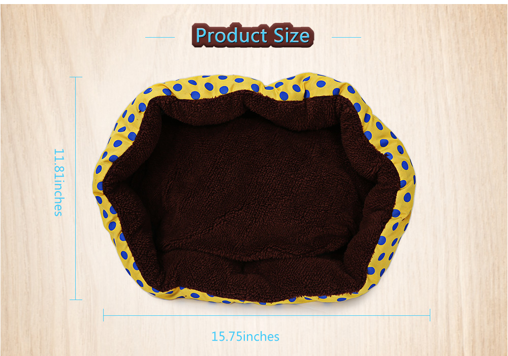 Soft Washable Polka Dot Pet Dog Cat Bed House Nest Pad with Removable Cushion