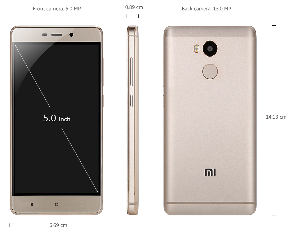 Xiaomi Redmi 4 5.0 inch 4G Smartphone MIUI 8 Snapdragon 625 Octa Core 2.0GHz 3GB RAM 32GB ROM Fingerprint Sensor 13.0MP Rear Camera 4100mAh Battery Bluetooth 4.2
