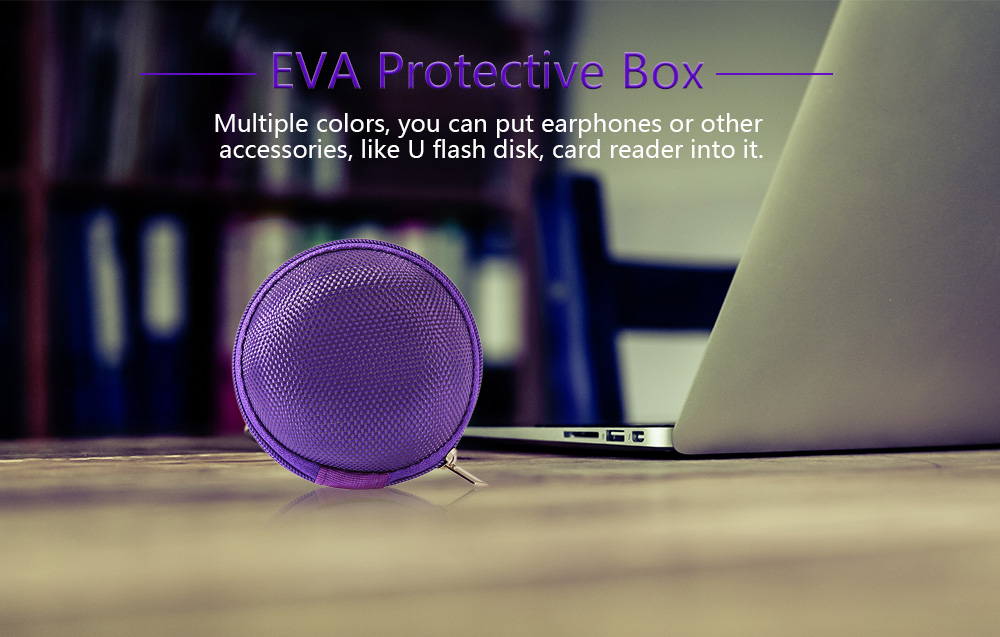 EVA Roundness Portable Earphones Accessory Zipper Box