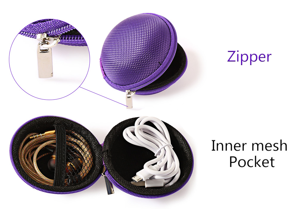 EVA Roundness Portable Earphones Accessory Zipper Box
