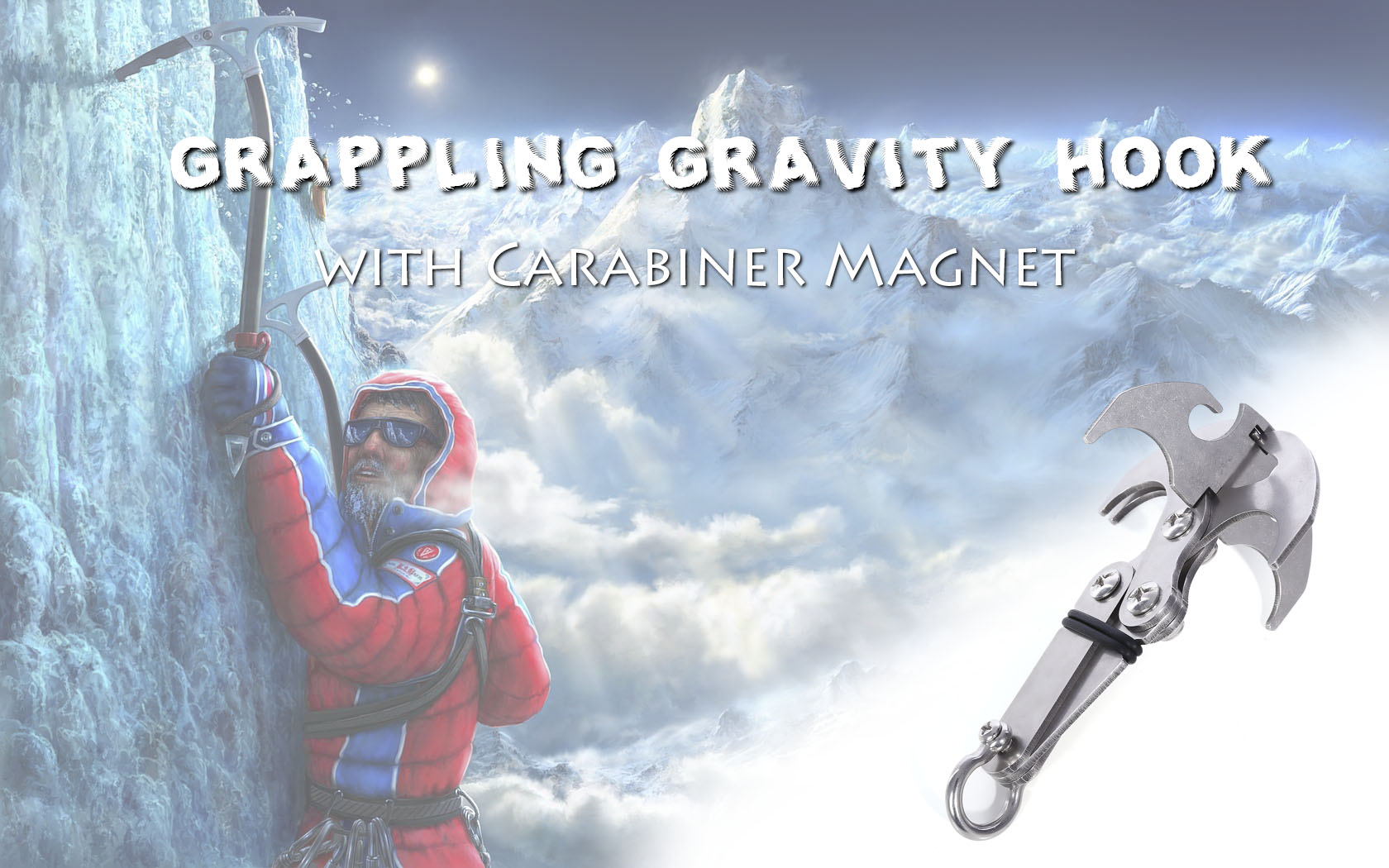 Outdoor Climbing Claw Survival Tool Grappling Gravity Hook with Magnet Carabiner Outdoor Climbing Claw Survival Tool Grappling Gravity Hook with Magnet Carabiner