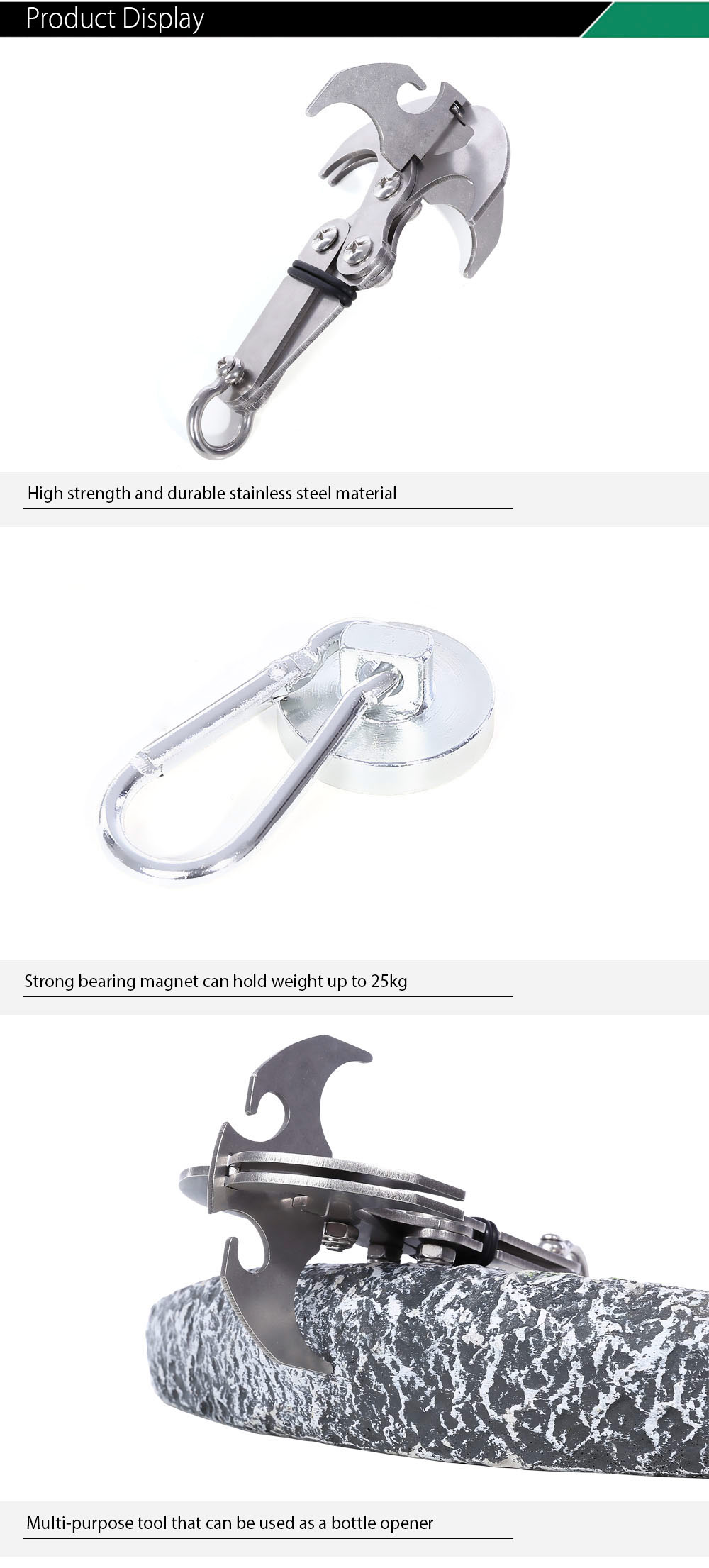 Outdoor Climbing Claw Survival Tool Grappling Gravity Hook with Magnet Carabiner Outdoor Climbing Claw Survival Tool Grappling Gravity Hook with Magnet Carabiner