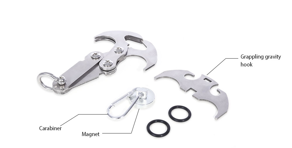 Outdoor Climbing Claw Survival Tool Grappling Gravity Hook with Magnet Carabiner Outdoor Climbing Claw Survival Tool Grappling Gravity Hook with Magnet Carabiner