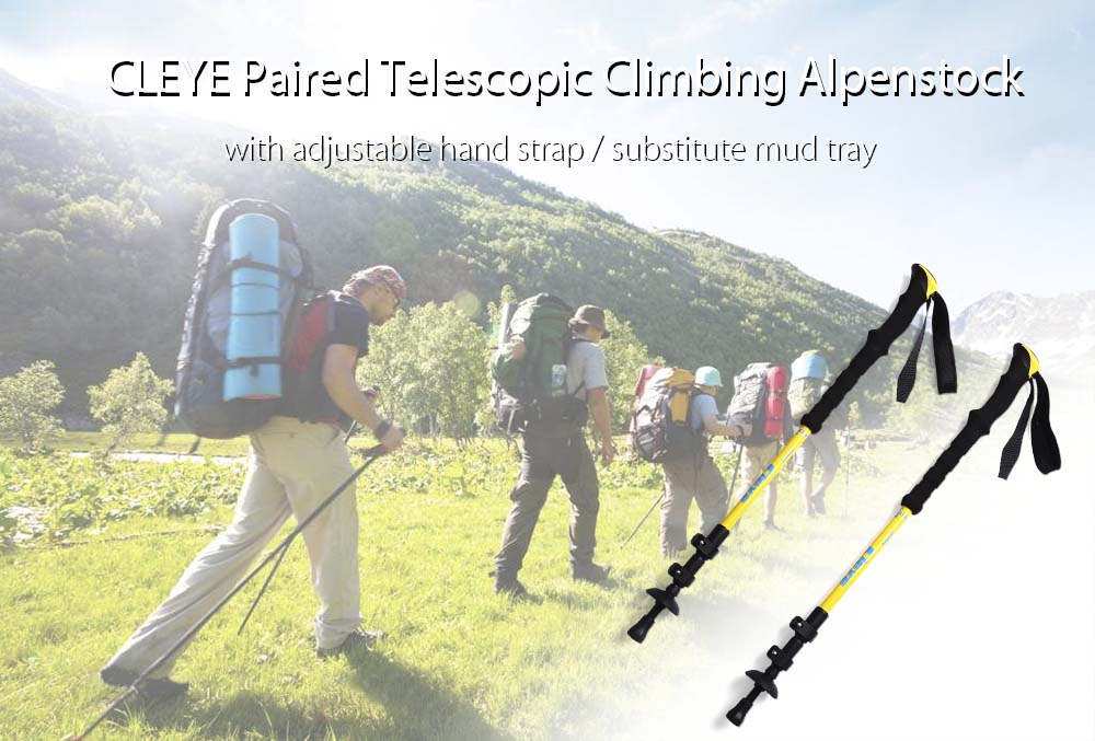 CLEYE Paired 3 Joints Carbon Fiber Trekking Pole Adjustable Telescopic Hiking Walking Stick CLEYE Paired 3 Joints Carbon Fiber Trekking Pole Adjustable Telescopic Hiking Walking Stick