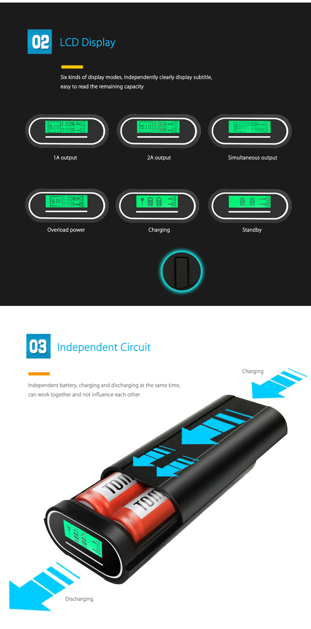 TOMO M2 DIY Smart Power Bank 2 x 18650 Li-ion Battery Charger