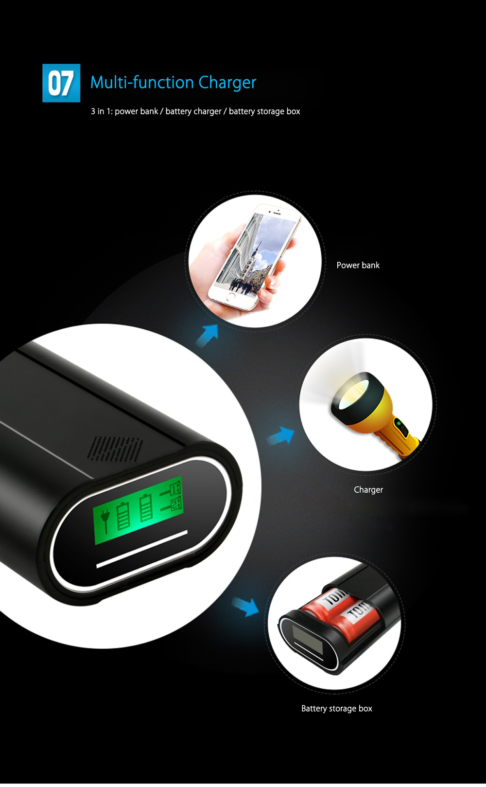 TOMO M2 DIY Smart Power Bank 2 x 18650 Li-ion Battery Charger