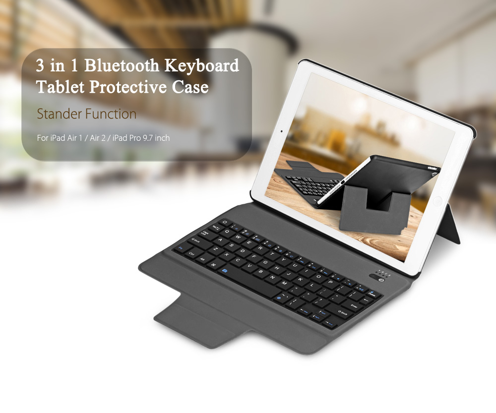 3 in 1 Universal Bluetooth Keyboard Tablet Protective Case with Stander for iPad Air 1 / Air 2 / iPad Pro 9.7 3 in 1 Universal Bluetooth Keyboard Tablet Protective Case with Stander for iPad Air 1 / Air 2 / iPad Pro 9.7