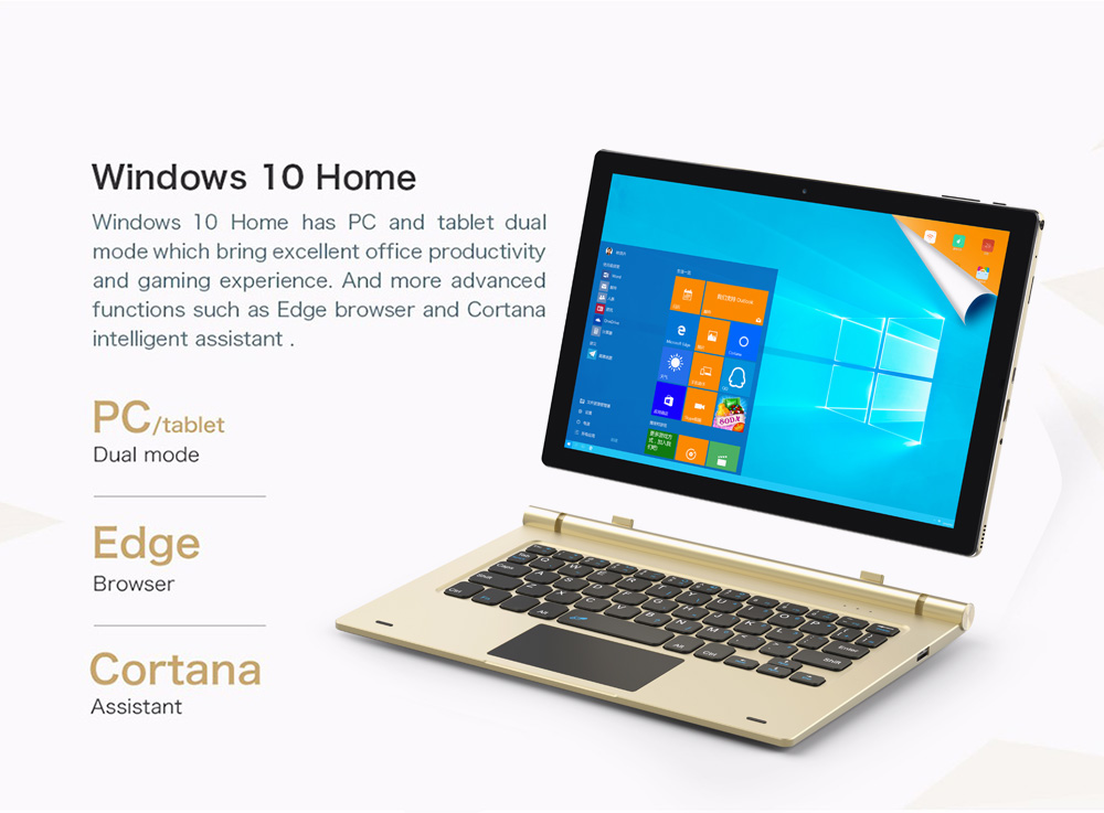 Teclast Tbook 10 S 2 in 1 Tablet PC 10.1 inch Windows 10 + Android 5.1 IPS Screen Intel Cherry Trail X5 Z8350 64bit Quad Core 1.44GHz 4GB RAM 64GB ROM Bluetooth 4.0