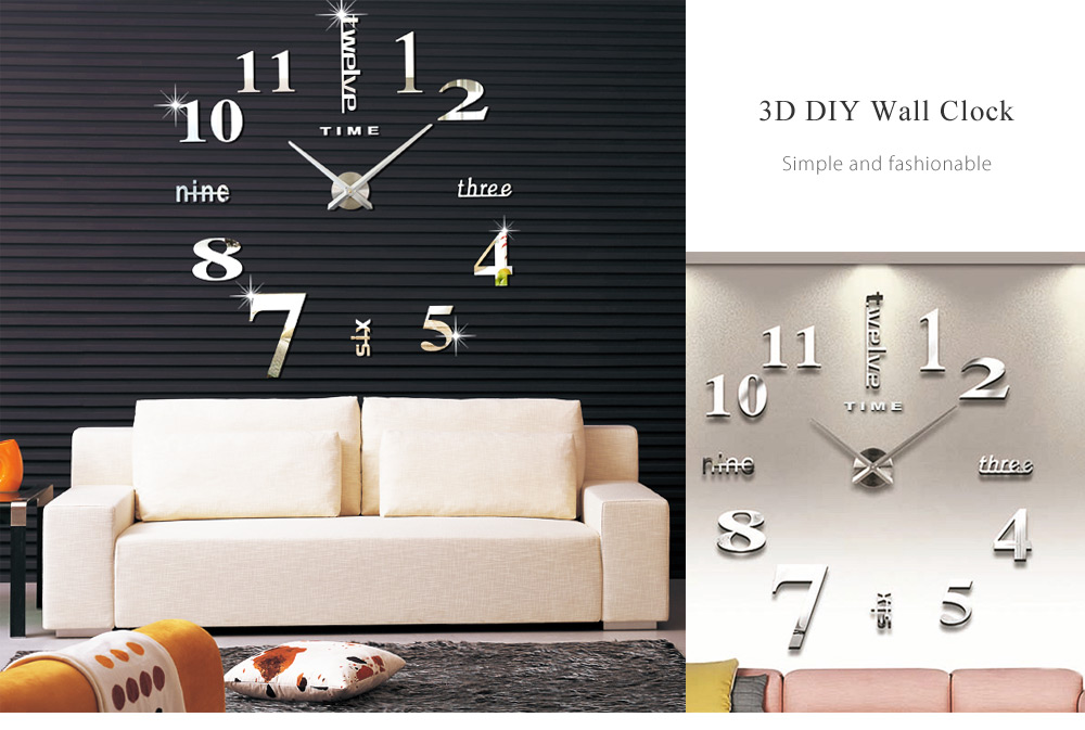 M.Sparkling Large 3D Mirror Effect Sticker DIY Digital Wall Clock M.Sparkling Large 3D Mirror Effect Sticker DIY Digital Wall Clock