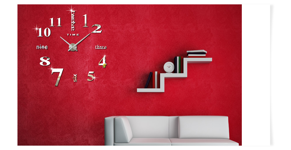 M.Sparkling Large 3D Mirror Effect Sticker DIY Digital Wall Clock M.Sparkling Large 3D Mirror Effect Sticker DIY Digital Wall Clock
